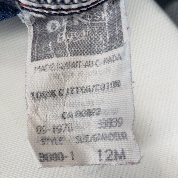 Vintage Oshkosh Vestbak Denim Overalls Size 12M Christmas Trees Reindeer Snow - Picture 9 of 13